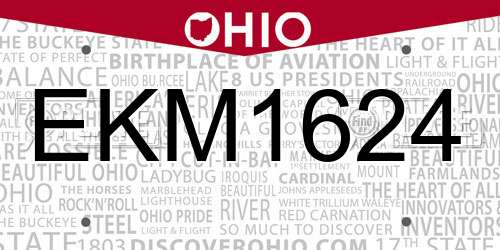 EKM1624 Ohio License Plate