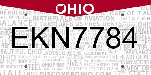 EKN7784 Ohio License Plate