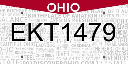 EKT1479 Ohio License Plate