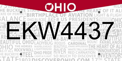 EKW4437 Ohio License Plate