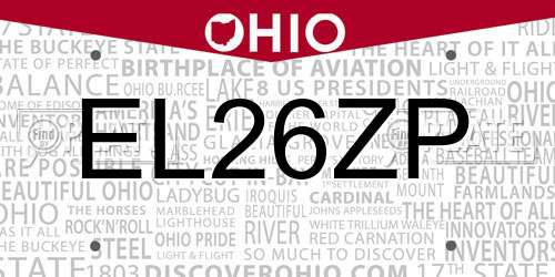 EL26ZP Ohio License Plate