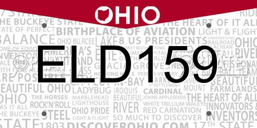 ELD159 Ohio License Plate