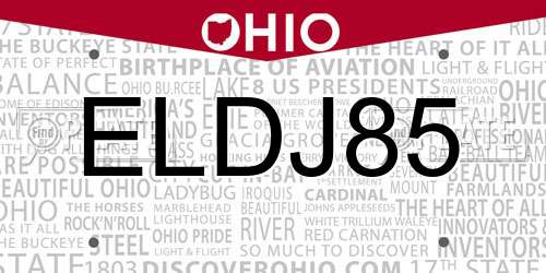 ELDJ85 Ohio License Plate