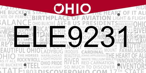 ELE9231 Ohio License Plate
