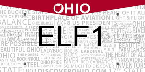 ELF1 Ohio License Plate