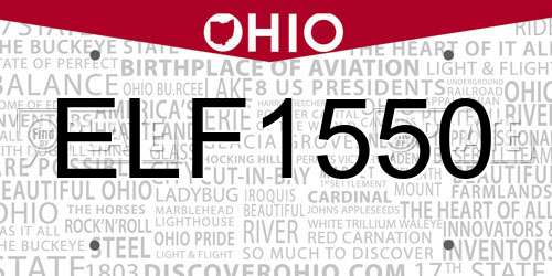 ELF1550 Ohio License Plate