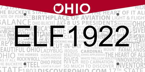 ELF1922 Ohio License Plate