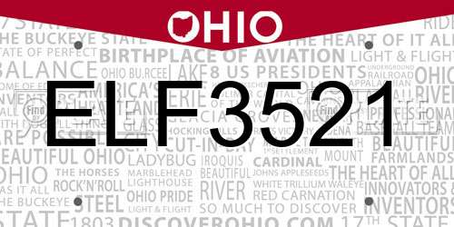 ELF3521 Ohio License Plate