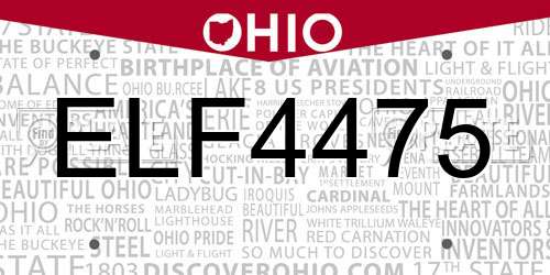 ELF4475 Ohio License Plate