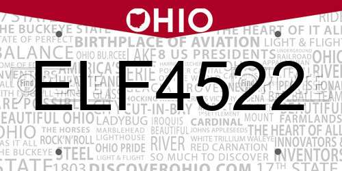 ELF4522 Ohio License Plate