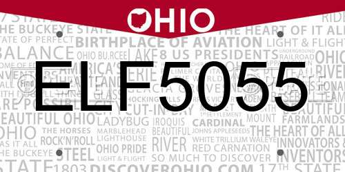 ELF5055 Ohio License Plate