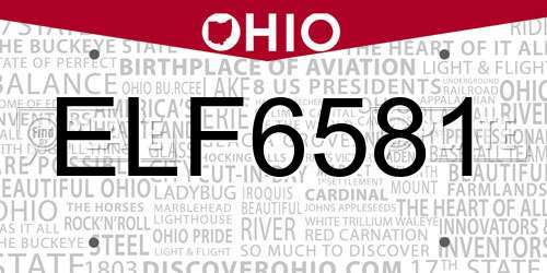 ELF6581 Ohio License Plate