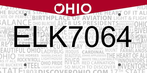 ELK7064 Ohio License Plate
