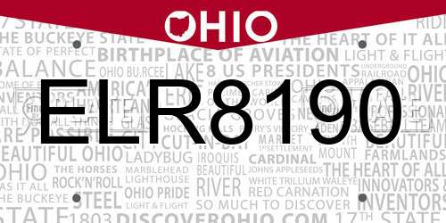ELR8190 Ohio License Plate