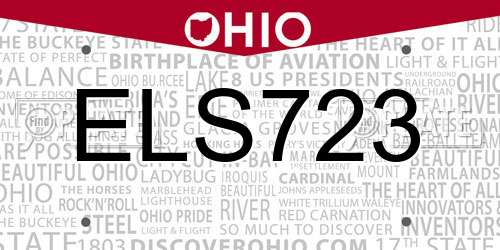 ELS723 Ohio License Plate
