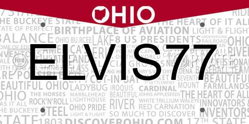 ELVIS77 Ohio License Plate