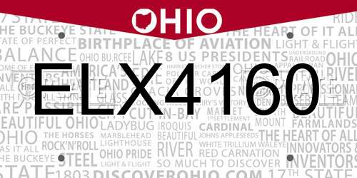 ELX4160 Ohio License Plate