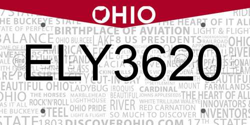 ELY3620 Ohio License Plate