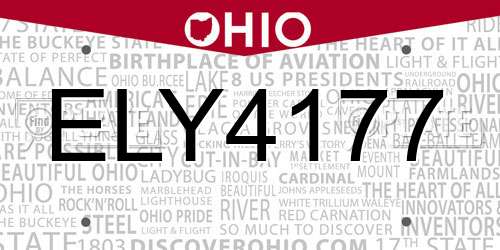 ELY4177 Ohio License Plate