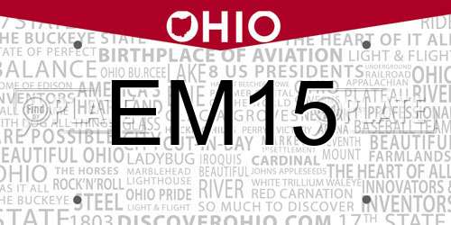 EM15 Ohio License Plate