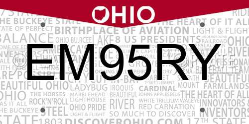 EM95RY Ohio License Plate