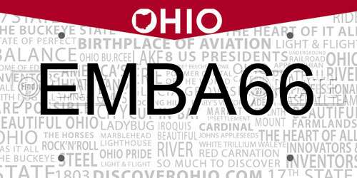 EMBA66 Ohio License Plate