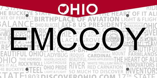 EMCCOY Ohio License Plate