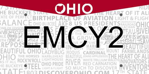 EMCY2 Ohio License Plate