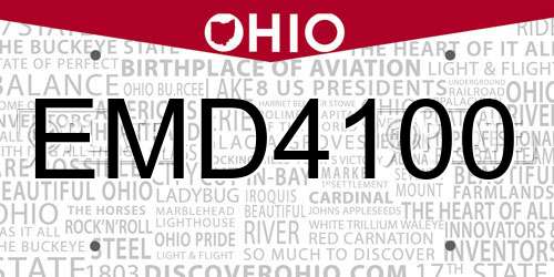 EMD4100 Ohio License Plate