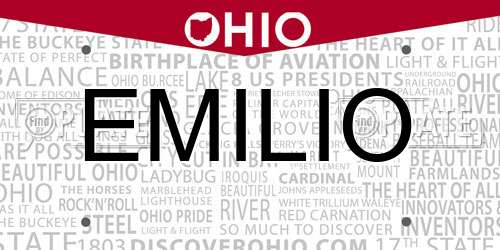 EMILIO Ohio License Plate