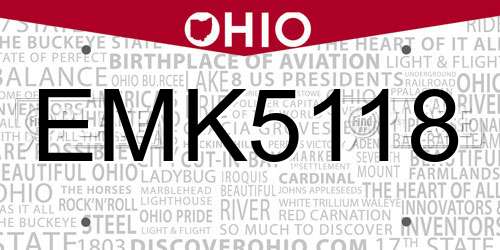 EMK5118 Ohio License Plate