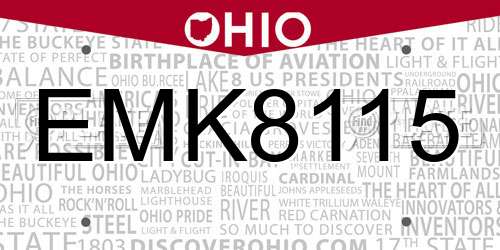 EMK8115 Ohio License Plate