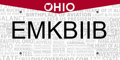 EMKBIIB Ohio License Plate