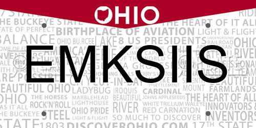 EMKSIIS Ohio License Plate
