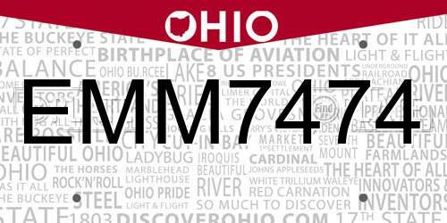 EMM7474 Ohio License Plate