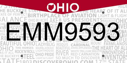 EMM9593 Ohio License Plate