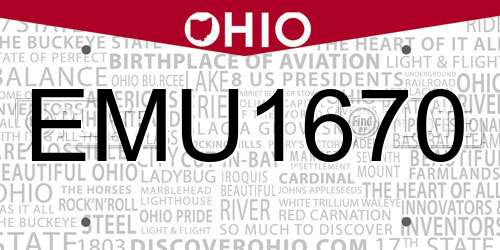 EMU1670 Ohio License Plate