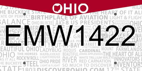 EMW1422 Ohio License Plate