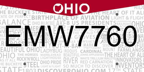 EMW7760 Ohio License Plate