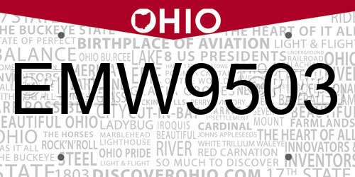 EMW9503 Ohio License Plate