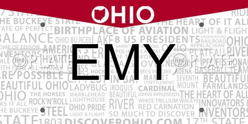 EMY Ohio License Plate