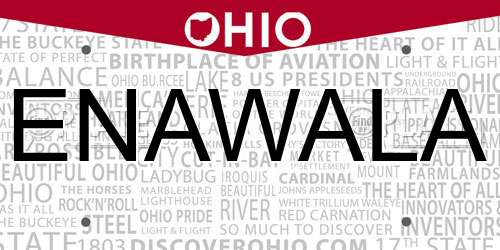 ENAWALA Ohio License Plate
