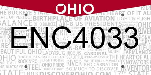 ENC4033 Ohio License Plate