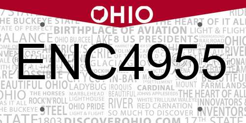 ENC4955 Ohio License Plate