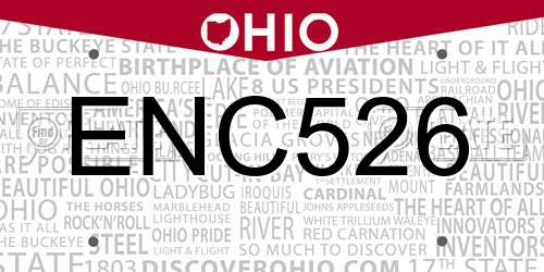 ENC526 Ohio License Plate