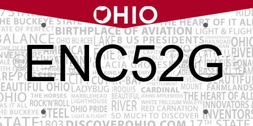 ENC52G Ohio License Plate