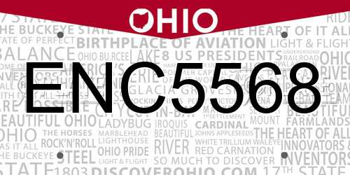 ENC5568 Ohio License Plate