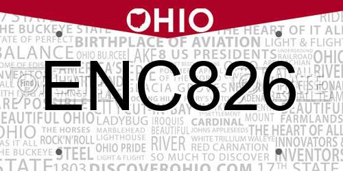 ENC826 Ohio License Plate