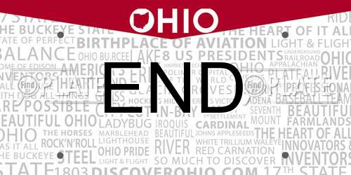 END Ohio License Plate