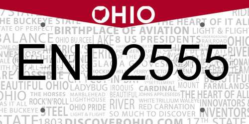 END2555 Ohio License Plate